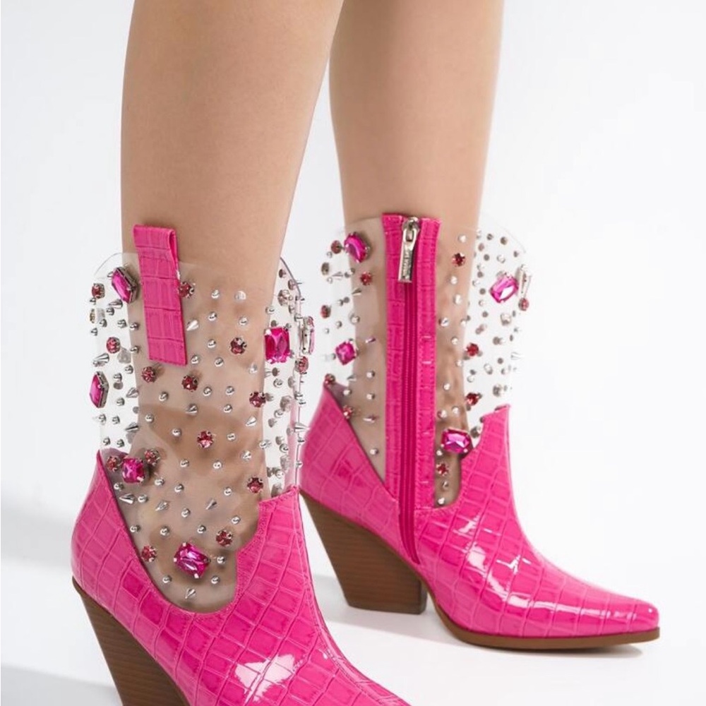 Pink Embellished Women's Boots